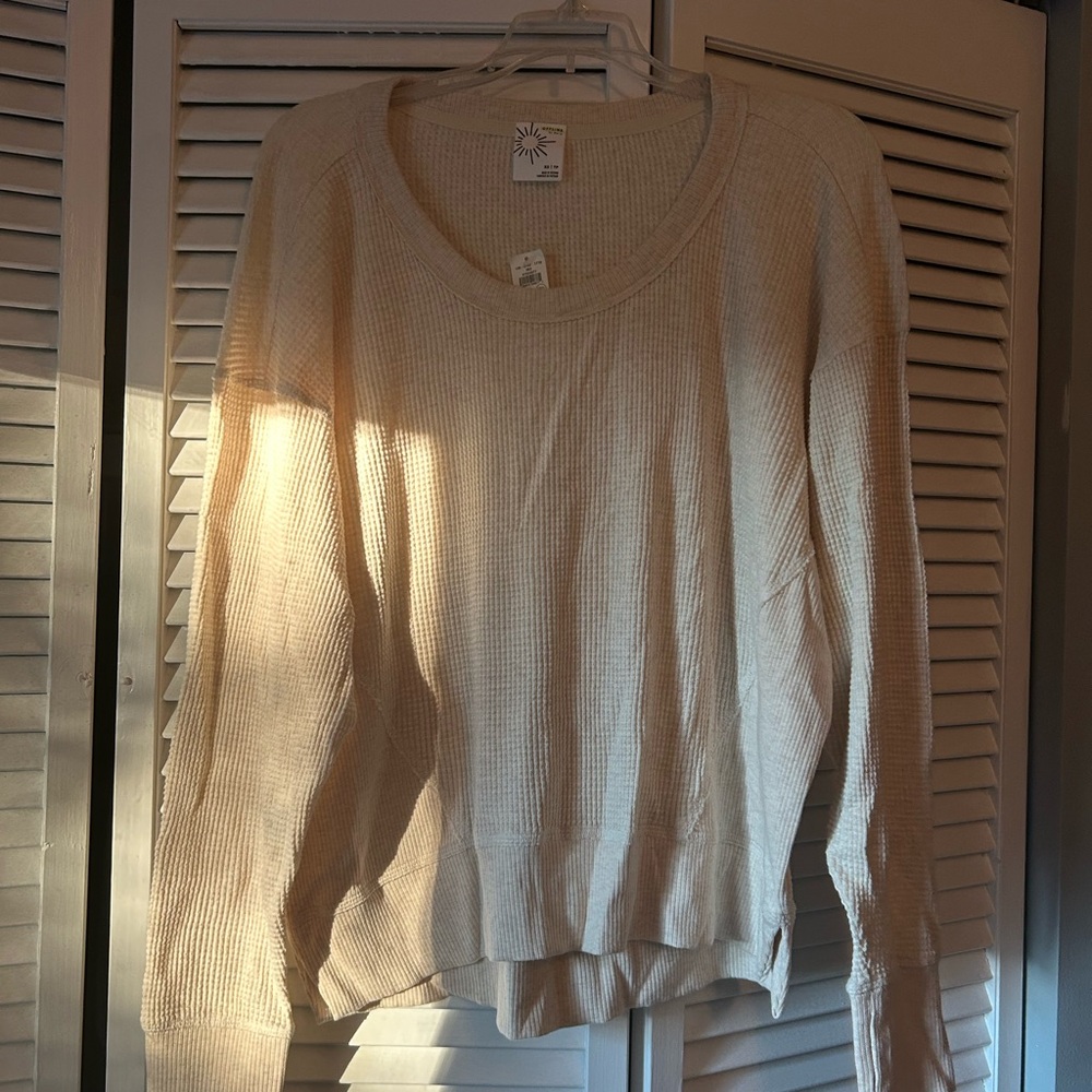 Aerie Cream Scoop Neck Sweater
